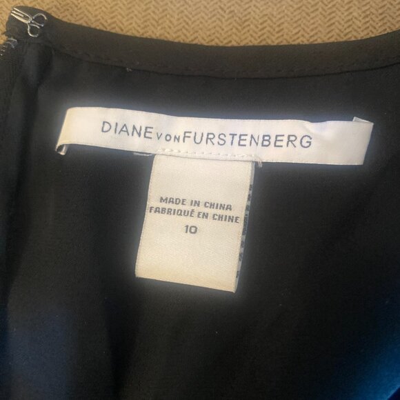 Diane Von Furstenberg Long Sleeve Black Floral Lace Dress Size 10 K13 - Picture 3 of 4